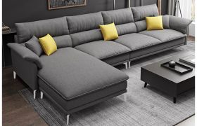 CasaStyle Forensta 5 Seater Fabric L Shape Sofa Set- (Dark Grey) LHS