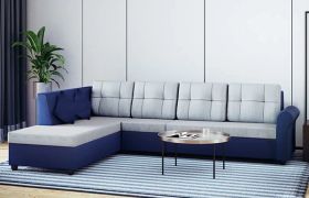 CasaStyle Ambro 6 Seater Fabric L Shape Sofa Set (Light Grey-Blue)