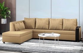 CasaStyle Casprano 6 Seater Fabric L Shape Sofa Set (Camel)