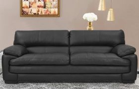 CasaStyle Melbourne Leatherette 3 Seater Sofa Set (Black)