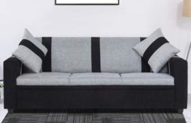 CasaStyle Casalife 3 Seater Fabric Sofa Set (Light Grey-Black)