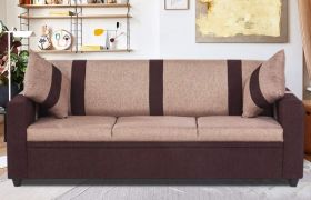 CasaStyle Casalife 3 Seater Fabric Sofa Set for Living Room (Camel-Brown)