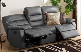 CasaStyle Hopson 3 Seater Leatherette Recliner Sofa Set (Dark Grey)