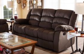 CasaStyle Risano 3 Seater Fabric Recliner Sofa Set (Brown)