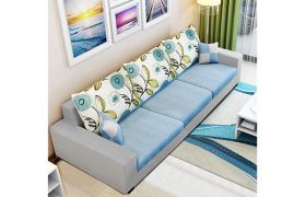 CasaStyle 3 Seater Coral Fabric Sofa Set (Light Blue- Light Grey)