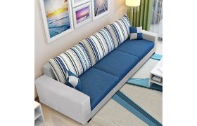 CasaStyle Adona 3 Seater Fabric Sofa Set (Blue-Light Grey)