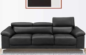 Casastyle Germon 3 Seater Leatherette Sofa Set (Black)