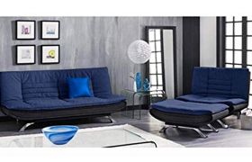 CasaStyle - Aloy Five Seater Sofa Bed Set with Extra Seat & Ottoman (Blue)