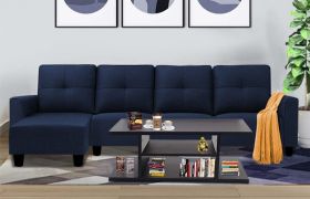 CasaStyle Alton 5 Seater Fabric LHS L Shape Sofa Set (Blue)