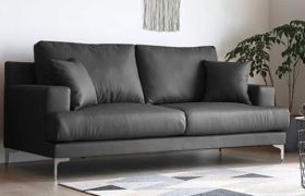 CasaStyle - Clorina 3 Seater Sofa Set in Leatherette (Dark Grey)