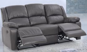 CasaStyle Stark Three Seater Recliner Sofa In Leatherette (Grey)