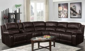 CasaStyle Chesto Six Seater Leatherette Corner Recliner Sofa Set (Brown)