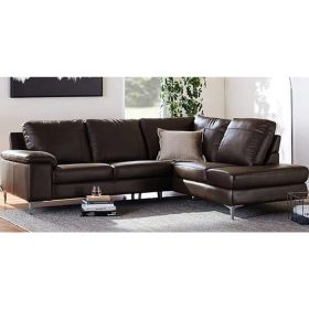 CasaStyle Chicago 4 Seater Leatherette RHS L Shape Sofa Set (Brown)