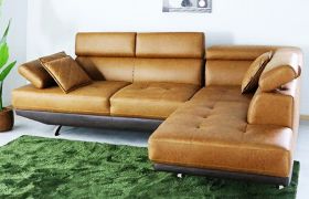 CasaStyle Aldiara 4 Seater Leatherette L Shape Sofa Set (Tan-Brown)