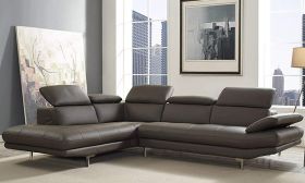 CasaStyle -Alvino 5 Seater LHS L Shape Sofa Set in Leatherette with Adjustable Headrest & Armrest (Grey)