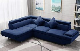 CasaStyle Alvora 4 Seater Fabric L Shape Sofa Set (Blue)