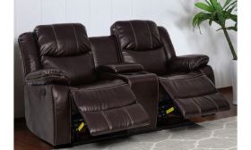 CasaStyle Barissa 2 Seater Recliner Sofa in leatherette with Storage (Brown)