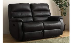 CasaStyle Venice Two Seater Recliner Sofa in Leatherette (Black)