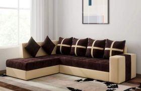 CasaStyle Arnel 6 Seater LHS L Shape Sofa Set (Brown-Cream)