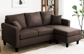 CasaStyle Baylin Four Seater L Shape Interchangeable Sofa (Dark Brown)