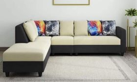 CasaStyle Casper Six Seater LHS L Shape Sofa Set (Cream-Brown)