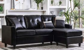Casastyle Dennhy Four Seater Interchangeable Leatherette Sofa (Black)