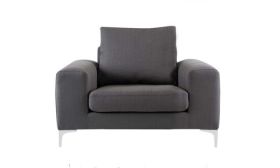 CasaStyle - Henry 1 Seater Fabric Sofa (Grey) 3 Yr. Assurance with 32 Density Foam