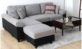 Casastyle Steve Five Seater Interchangeable L shape Sofa (Light Grey-Black)