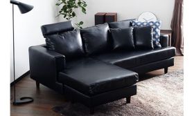 Casastyle Vanessa Four Seater Interchangeable L Shape Leatherette Sofa (Black)