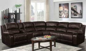 CasaStyle Cherony Six Seater Leatherette Corner Recliner Sofa Set (Brown)