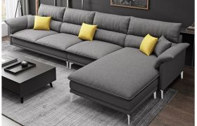 CasaStyle Forensta 5 Seater Fabric L Shape Sofa Set- (Dark Grey) RHS