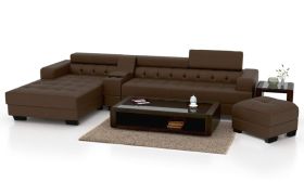 CasaStyle Furnterior L-Shape LHS Six Seater Magestic Leatherette Sofa Set