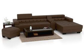 CasaStyle Furnterior L-Shape RHS Six Seater Magestic Leatherette Sofa Set