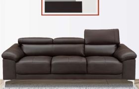 CasaStyle Germon 3 Seater Leatherette Sofa Set (Brown)