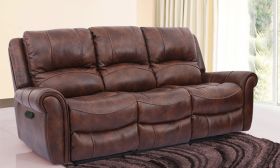 CasaStyle Molfin Three Seater Recliner Sofa in Leatherette (Brown)