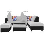 Casastyle casper 8 Seater Fabric RHS  L Shape Sofa Set with Centre Table with 2 Puffy