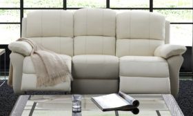 CasaStyle Venezua 3 Seater Recliner Sofa in Leatherette (Cream)