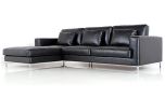 Casastyle George Four Seater Spacious L Shape LHS Leatherette Sofa (Black)