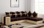 CasaStyle Arnel 6 Seater RHS L Shape Sofa Set (Brown-Cream)