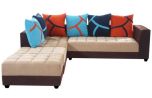 Casastyle Multi L-Shape 7 Seater Sofa LHS L Shape Sofa (3 Seater + 2 Seater + 2 Puffy) Combo (Beige & Brown)